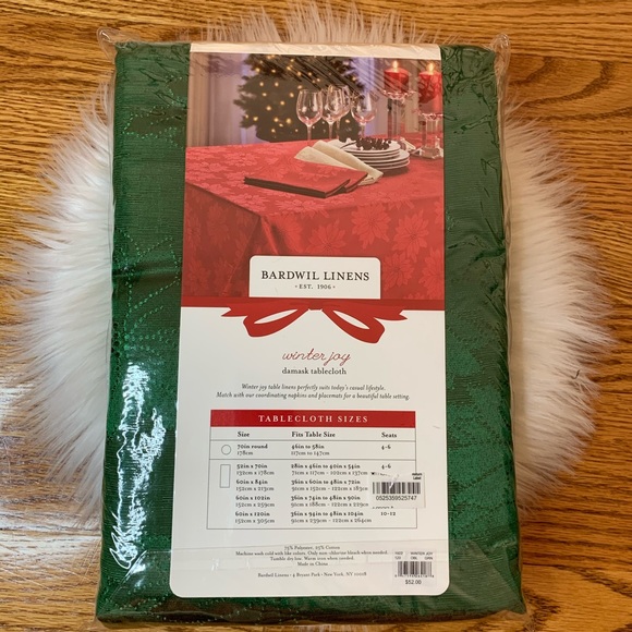 Bardwil tablecloth Winter Joy HOLIDAY DAMASK Green - Picture 3 of 6